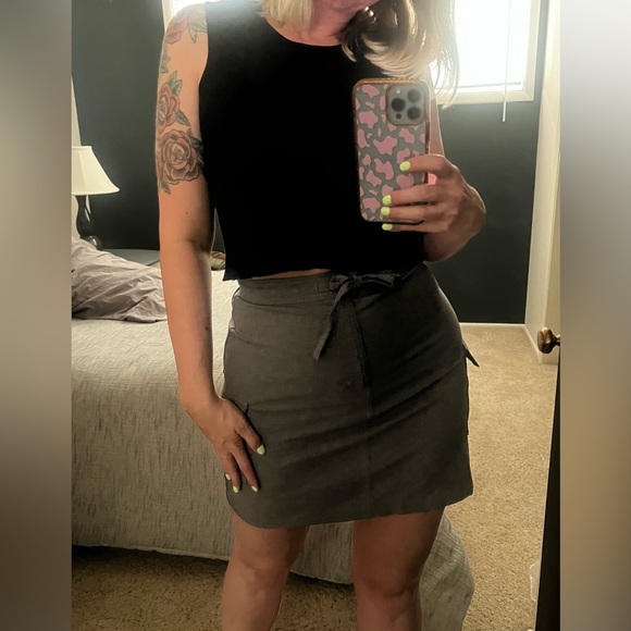 Vintage 90s Y2K Office Siren Minimalist Drawstring Cargo Skirt - Picture 2 of 11